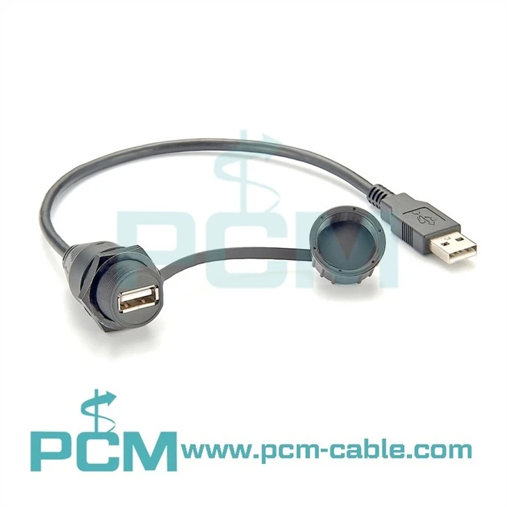 IP67 Waterproof USB Extension Cable Panel Mount