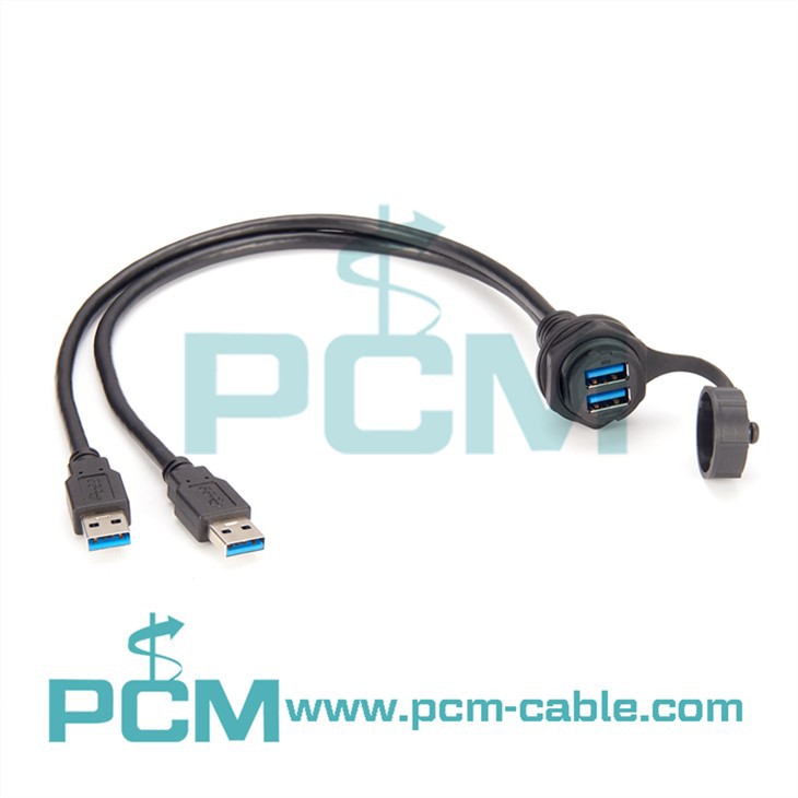 Double USB Aviation Plug Waterproof Connector