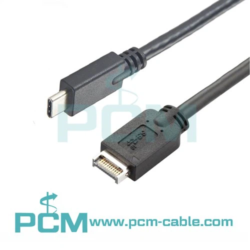 USB 3.1 priekinio skydelio antraštės E tipo kištukas ir C tipo kištukas