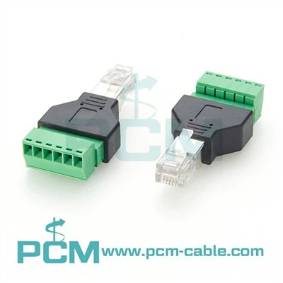 RJ45 kištukas su 8 kontaktų varžto gnybto adapterio jungtimi