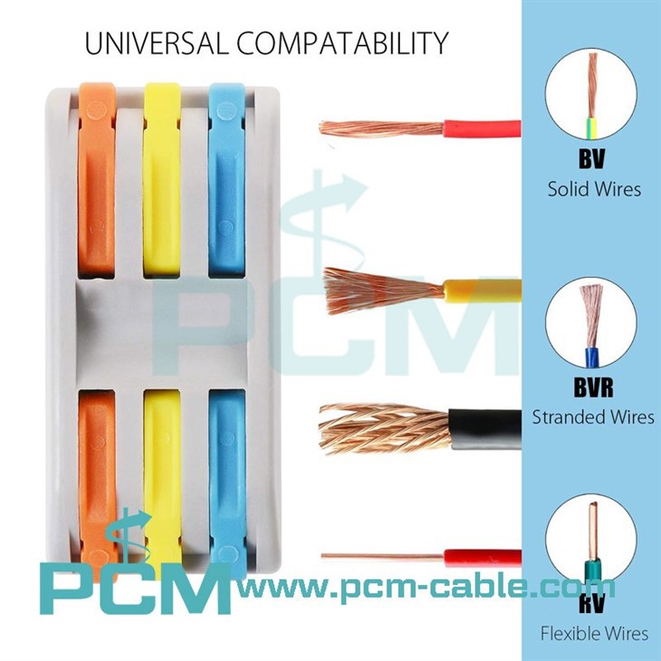 3 Conductor Compact Splicing Wire Connectors with Colored, 2 and 3 Circuit Inline Splices
