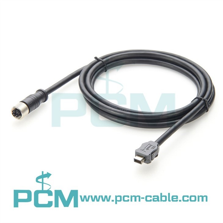 Flexible TPU M12 X-Code to HRS IX Cat6A Cable, 10Gbps, Oil-Resistant, Vibration Proof, for CNC AGV Systems - Custom Lengths