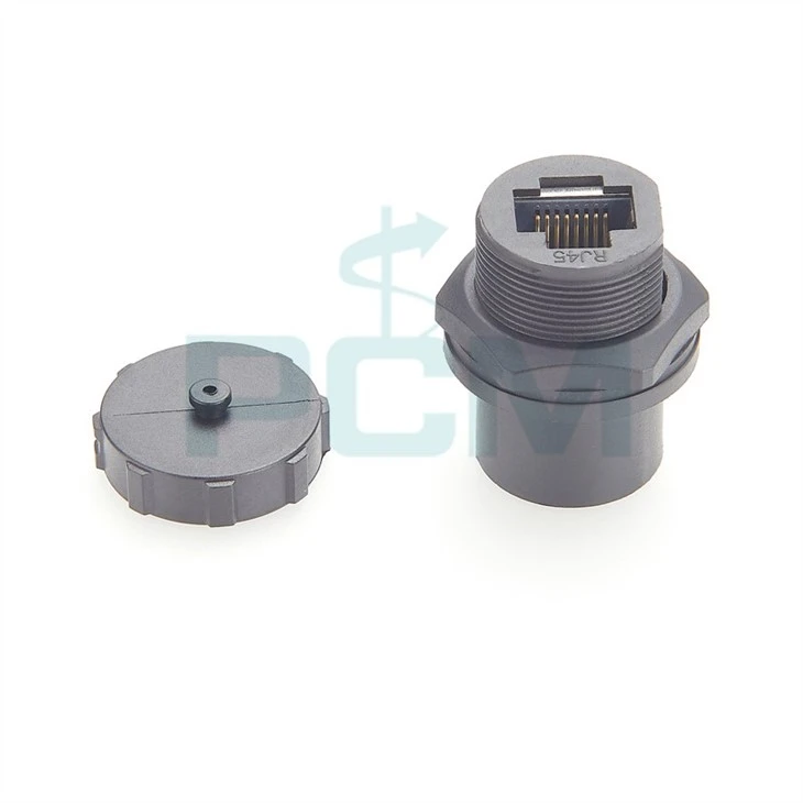 Waterproof IP67 Ethernet RJ45 Panel Mount Pass-Through Connector Socket CAT5e CAT6