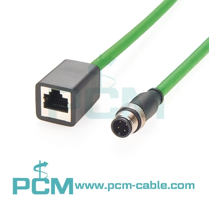 M8 į RJ45 Profinet kabelio mazgo CAT5e ekranuotas tempimo grandinės kabelis