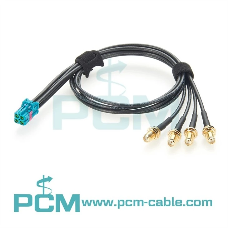 MATE AX Jack To Quad SMA Jack RF Coaxial Cable Assembly