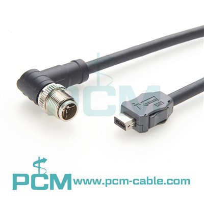 90 laipsnių stačiakampis M12 x - kodas į IX CAT6A laidą