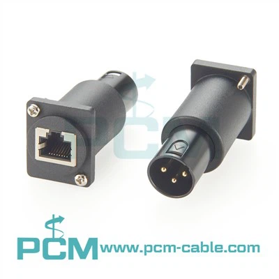 „DMX 3Pin“ patinas į RJ45 moteriško skydo montavimo adapterį