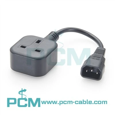 IEC C14 Į JK BS1363 moteriškas UPS maitinimo adapterio kabelis