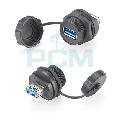 IP67 vandeniui atsparus USB 3.0 jungtis USB lizdinė pertvaros jungtis